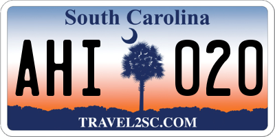 SC license plate AHI020