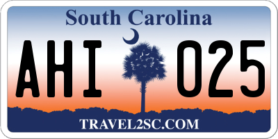 SC license plate AHI025