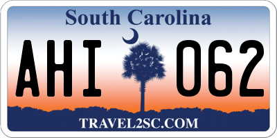 SC license plate AHI062