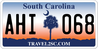 SC license plate AHI068
