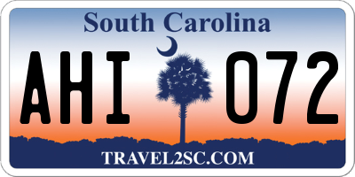 SC license plate AHI072