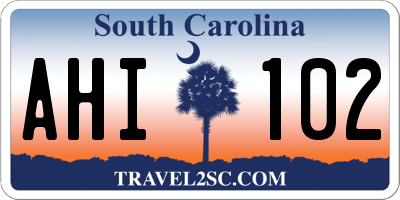 SC license plate AHI102