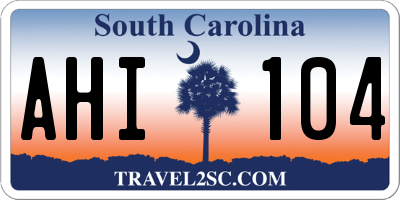 SC license plate AHI104