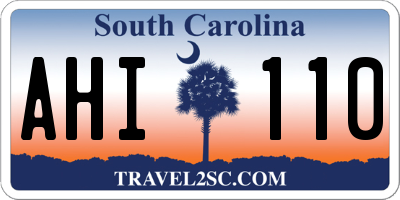 SC license plate AHI110