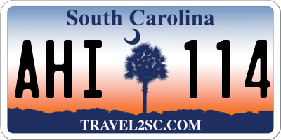 SC license plate AHI114