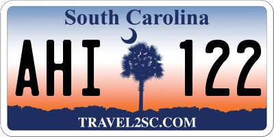 SC license plate AHI122