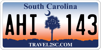 SC license plate AHI143