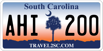 SC license plate AHI200