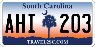SC license plate AHI203