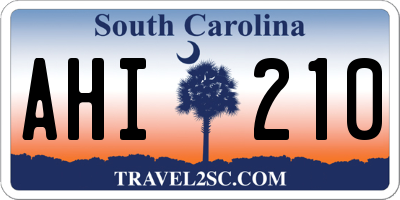 SC license plate AHI210