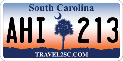 SC license plate AHI213