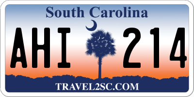 SC license plate AHI214