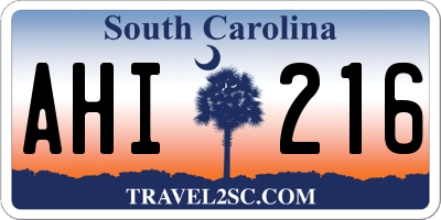 SC license plate AHI216