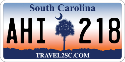 SC license plate AHI218