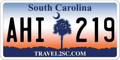 SC license plate AHI219