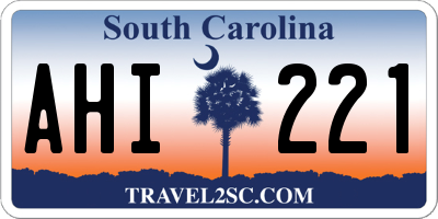 SC license plate AHI221