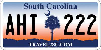 SC license plate AHI222