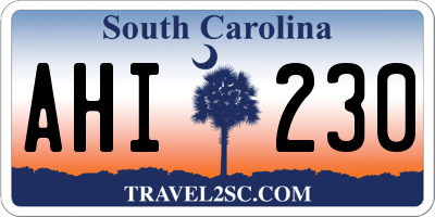 SC license plate AHI230