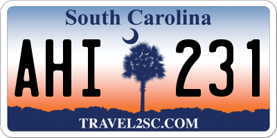 SC license plate AHI231