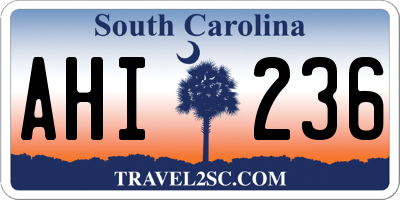 SC license plate AHI236