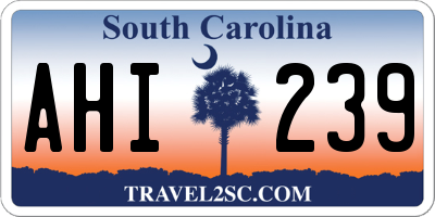 SC license plate AHI239