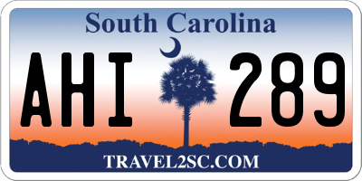 SC license plate AHI289