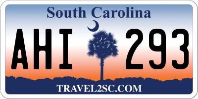 SC license plate AHI293