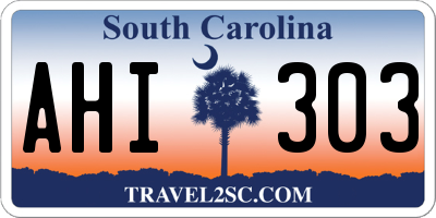 SC license plate AHI303