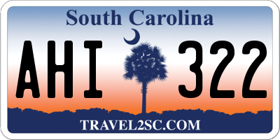 SC license plate AHI322