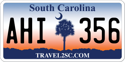 SC license plate AHI356