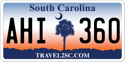 SC license plate AHI360