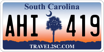 SC license plate AHI419