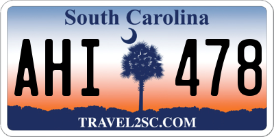 SC license plate AHI478