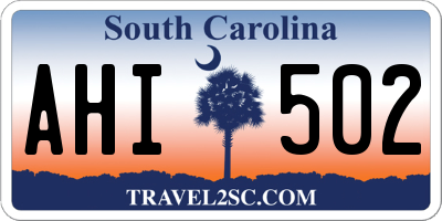 SC license plate AHI502