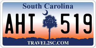 SC license plate AHI519