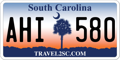 SC license plate AHI580