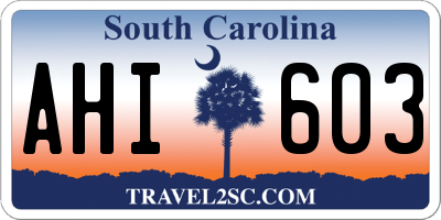 SC license plate AHI603