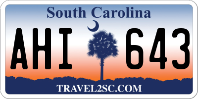 SC license plate AHI643