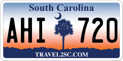 SC license plate AHI720