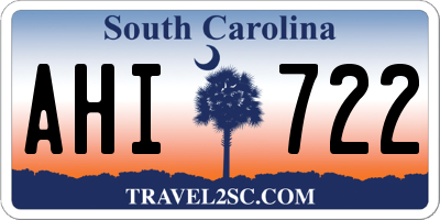 SC license plate AHI722