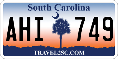 SC license plate AHI749