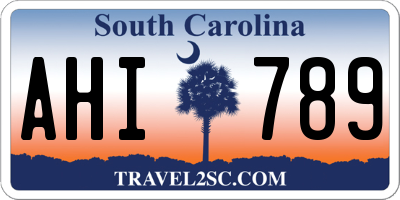 SC license plate AHI789