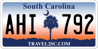 SC license plate AHI792