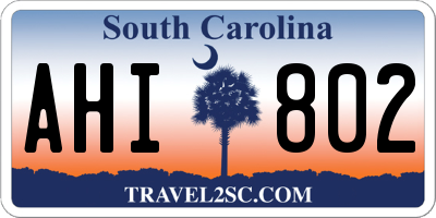 SC license plate AHI802
