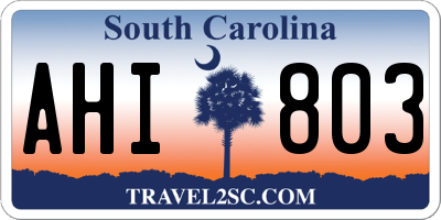 SC license plate AHI803