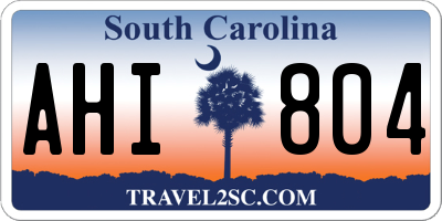 SC license plate AHI804