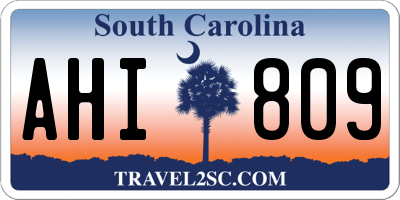 SC license plate AHI809