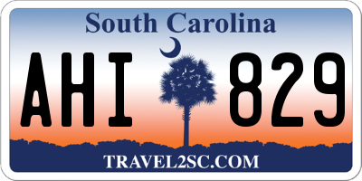SC license plate AHI829
