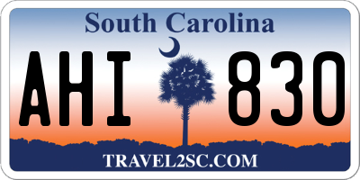 SC license plate AHI830