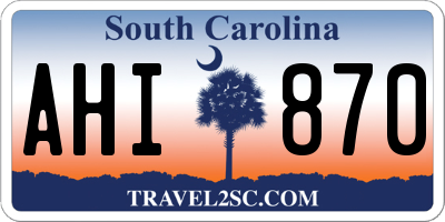SC license plate AHI870